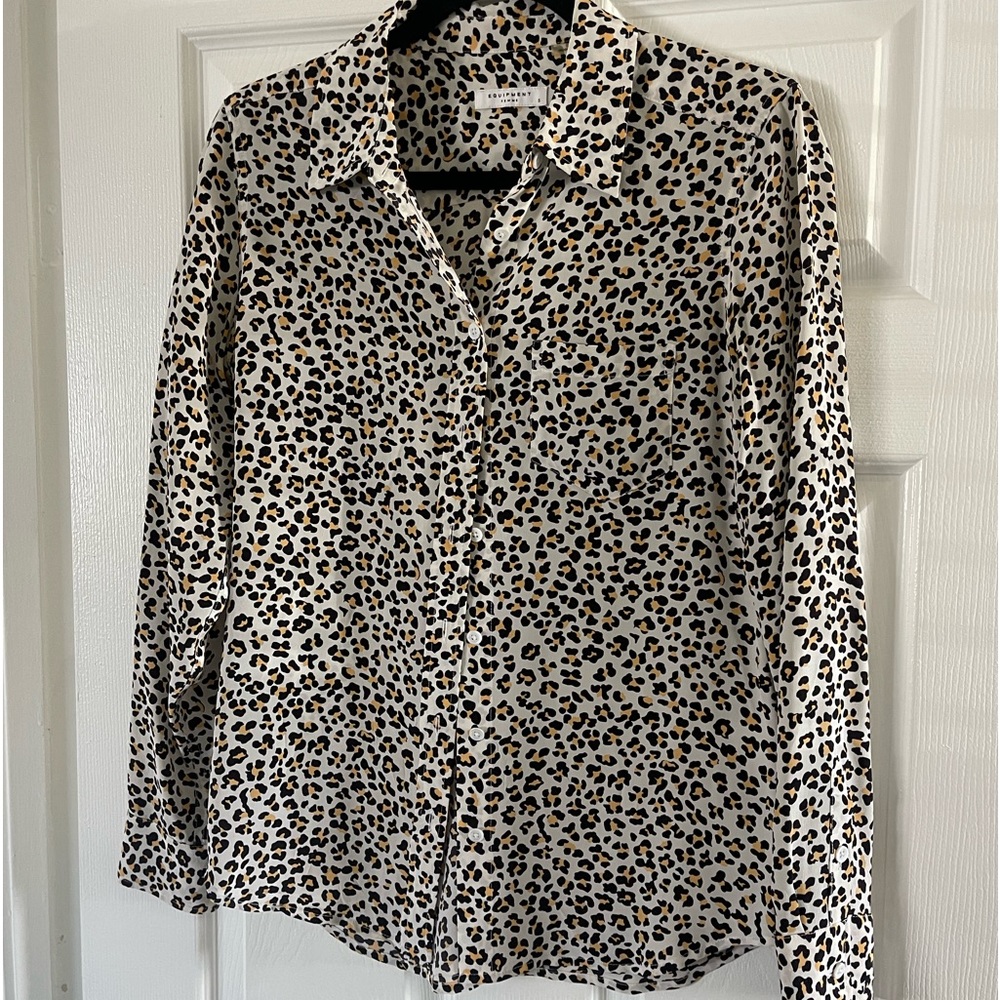 Equipment leopard print silk blouse